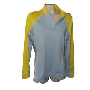 Spyder 1/4 Zip Pullover Long Sleeve Athletic Top Light Blue Yellow L luxury fall